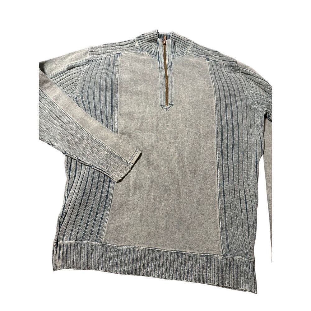 Men mock neck mixed layer half zip long sleeve pullover sweatshirt L
